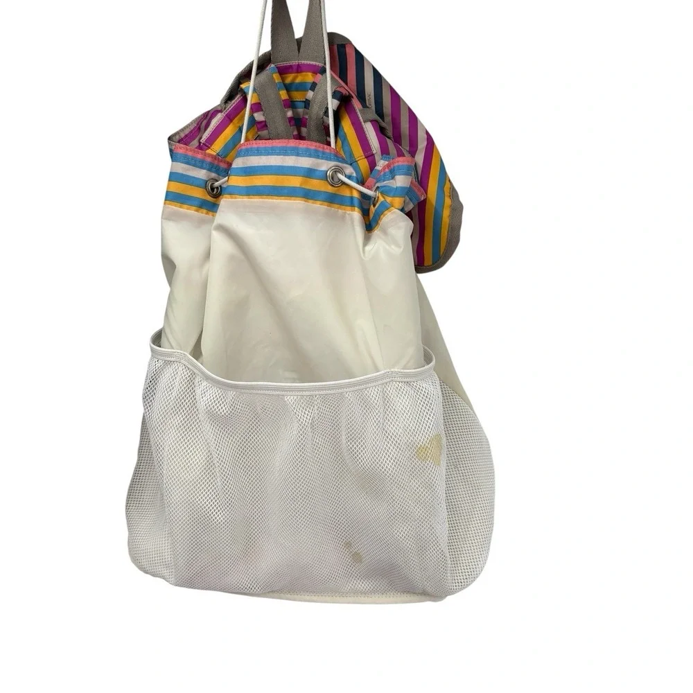 LeSportsac Voyager‎ Backpack Stripe Multicolor Pockets Diaper Bag Travel Large